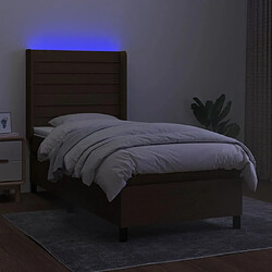 Avis Maison Chic Lit adulte- Lit + matelas + LED,Sommier à lattes de lit matelas LED Marron foncé 90x190cm Tissu -GKD18652