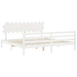 Maison Chic Lit adulte - Cadre Structure de lit avec tête de lit Contemporain blanc 200x200 cm bois massif -MN75879 pas cher