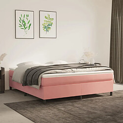 Maison Chic Lit Adulte - Lit simple Lit à sommier tapissier avec matelas moelleux - Meuble de Chambre - Rose 180x200 cm Velours -MN93278