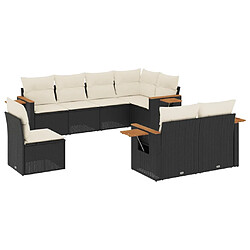 Maison Chic Ensemble Tables et chaises d'extérieur 8 pcs avec coussins,Salon de jardin noir résine tressée -GKD443776