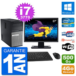 PC Tour Dell 7010 Ecran 27" Intel i7-3770 RAM 4Go Disque 500Go Windows 10 Wifi - Occasion