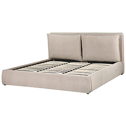 Beliani Lit double avec coffre en velours 180 x 200 cm beige BAJONNA pas cher