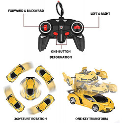 Universal Voiture télécommandée, transformateur RC, voiture robotisée, roue 360, frein tournant, voiture jouet pour enfants rechargeable (jaune)