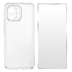 Avizar Coque Xiaomi Mi 11 5G Souple et Film Verre Trempé Dureté 9H Transparent