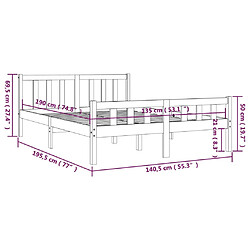 vidaXL Cadre de lit sans matelas bois massif pas cher