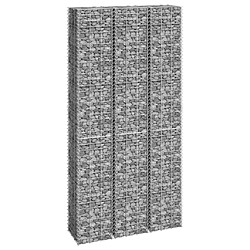 vidaXL Lits surélevés en gabion 3 pcs 30x30x200 cm Fer