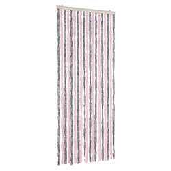 vidaXL Rideau anti-mouches gris argenté et rose 56x185 cm chenille