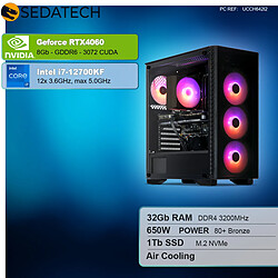 Sedatech PC Gamer Compact • Intel i7-12700KF • RTX4060 • 32Go RAM • 1To SSD M.2 • sans OS