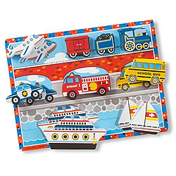 Melissa & Doug VAhicules chunky Puzzle en bois - Avion, train, voitures et bateaux (9 piAces)