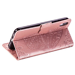 Wewoo Housse Coque Étui en cuir à rabat horizontal Butterfly Love Flowers gaufrage pour iPhone XRavec supportlogements cartesportefeuille et lanière or rose