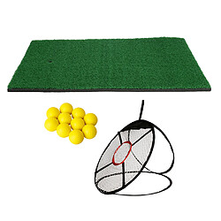 24'' Tapis d'Entrainement de Golf + 10pcs Balle de Golf + Filet d'Entrainement de Chipping de Golf Accessoire Cadeau Golf