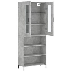 Avis vidaXL Buffet haut Gris béton 69,5x34x180 cm Bois d'ingénierie