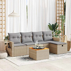 vidaXL Salon de jardin avec coussins 6 pcs beige résine tressée