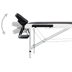 Avis vidaXL Table de massage pliable 2 zones Aluminium Noir et blanc