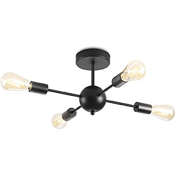 Stoex Plafonnier Rétro Lampe de Plafond Intérieur Moderne Noir 4 Lumières Plafonnier Vintage Pour Chambre Cuisine Couloir Salon E27