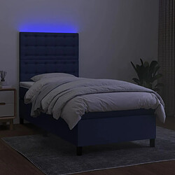 Avis vidaXL Sommier à lattes de lit avec matelas et LED Bleu 80x200cm Tissu