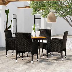 Maison Chic Salon de jardin de salle à manger 5 pcs,Table et Chaises d'extérieur,Mobilier de jardin Résine tressée Noir -MN61820