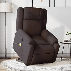 Maison Chic Fauteuil Relax pour salon, Fauteuil inclinable de massage électrique Marron foncé Tissu -GKD14879