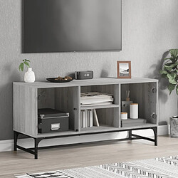 vidaXL Meuble TV avec portes en verre sonoma gris 102x37x50 cm