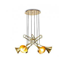 Luminaire Center Suspension Jazz Or poli 6 ampoules 60cm