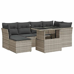 vidaXL Salon de jardin avec coussins 7 pcs gris clair résine tressée