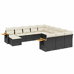 Maison Chic Salon de jardin 11 pcs avec coussins | Ensemble de Table et chaises | Mobilier d'Extérieur noir résine tressée -GKD72747