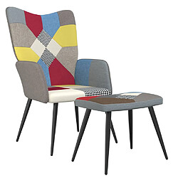 vidaXL Chaise de relaxation avec tabouret Patchwork Tissu