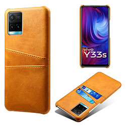 Coque en TPU + PU anti-chocs avec porte-cartes, orange pour votre Vivo Y21/Vivo Y21s/Vivo Y33s