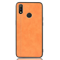 Wewoo Coque Pour Oppo Realme 3 Antichoc Couture Vache Motif Peau PC + PU + TPU Cas Orange