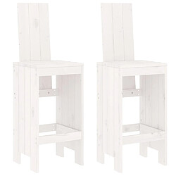 vidaXL Tabourets de bar lot de 2 blanc 40x42x120 cm bois massif de pin