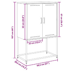 vidaXL Buffet haut noir 68,5x38,5x107 cm acier pas cher