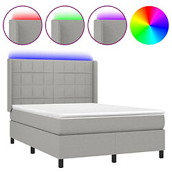 vidaXL Sommier à lattes de lit matelas LED Gris clair 140x200 cm Tissu