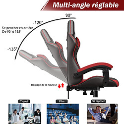 Avis RATTANTREE Chaise de Gaming Ergonomique, Fauteuil gamer, Dossier Inclinable à 155, avec Lombaire&Appui-Tête Appui, chaise gamer, PU Cuir Chaise Bureau, fauteuil gamer, chaise bureau gaming, Noir Rouge