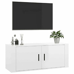 Acheter Maison Chic Meuble TV scandinave mural Banc TV suspendu pour salon - Blanc brillant 100x34,5x40 cm -MN67164