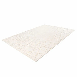 Acheter Paris Prix Tapis Géométrique à Poils Longs Bijou Blanc & Or 160 x 230 cm