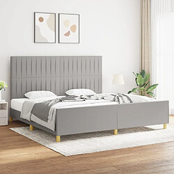 Maison Chic Lit adulte - Cadre Structure de lit avec tête de lit Contemporain Gris clair 200x200 cm Tissu -MN24106