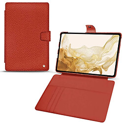 Housse cuir Samsung Galaxy Tab S8 - Rabat portefeuille - Papaye ( Pantone #b54317 ) - NOREVE