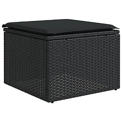 vidaXL Tabouret de jardin avec coussin noir 55x55x37 cm résine tressée