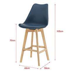 Helloshop26 Lot de 4 tabourets de bar plastique synthétique hêtre 105 x 48 x 58 cm bleu 03_0008717