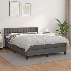 Maison Chic Lit Adulte - Lit simple Lit à sommier tapissier avec matelas moelleux - Meuble de Chambre - Gris 140x200 cm Similicuir -MN53660