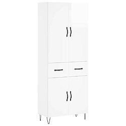 vidaXL Buffet haut Blanc brillant 69,5x34x180 cm Bois d'ingénierie