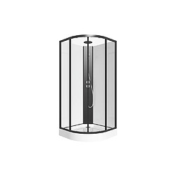 Avis Vente-Unique Cabine de douche quart de cercle - Hauteur ajustable - L80 x l80 x H213/232 cm - Noir et blanc - ROVATA