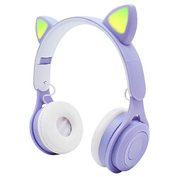 Universal Casque, oreille de chat, casque Bluetooth, lumière LED, carte sans fil, casque pour enfants (rose)