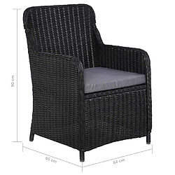 vidaXL Ensemble à dîner de jardin 11 pcs Résine tressée Noir pas cher