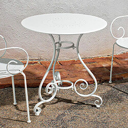 Mes Table de jardin ronde 70 cm en acier blanc - LINTY