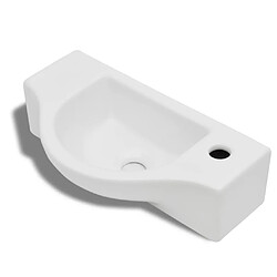 vidaXL Vasque à trou pour robinet céramique Blanc pour salle de bain