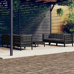 vidaXL Salon de jardin 7 pcs avec coussins anthracite bois de pin