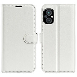 Etui en PU texture litchi, anti-écaillage avec support pour votre Xiaomi Poco M5 4G - blanc