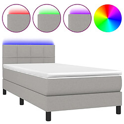 vidaXL Sommier à lattes de lit avec matelas et LED Gris clair 80x200cm