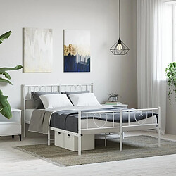 Maison Chic Lit adulte - Lit simple Cadre de lit métal avec tête de lit/pied de lit,Structure du lit Contemporain pour chambre blanc 140x190cm -MN80877